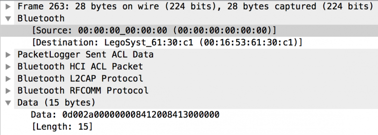 Screenshot of Wireguard, showing a command sent from the laptop to the EV3