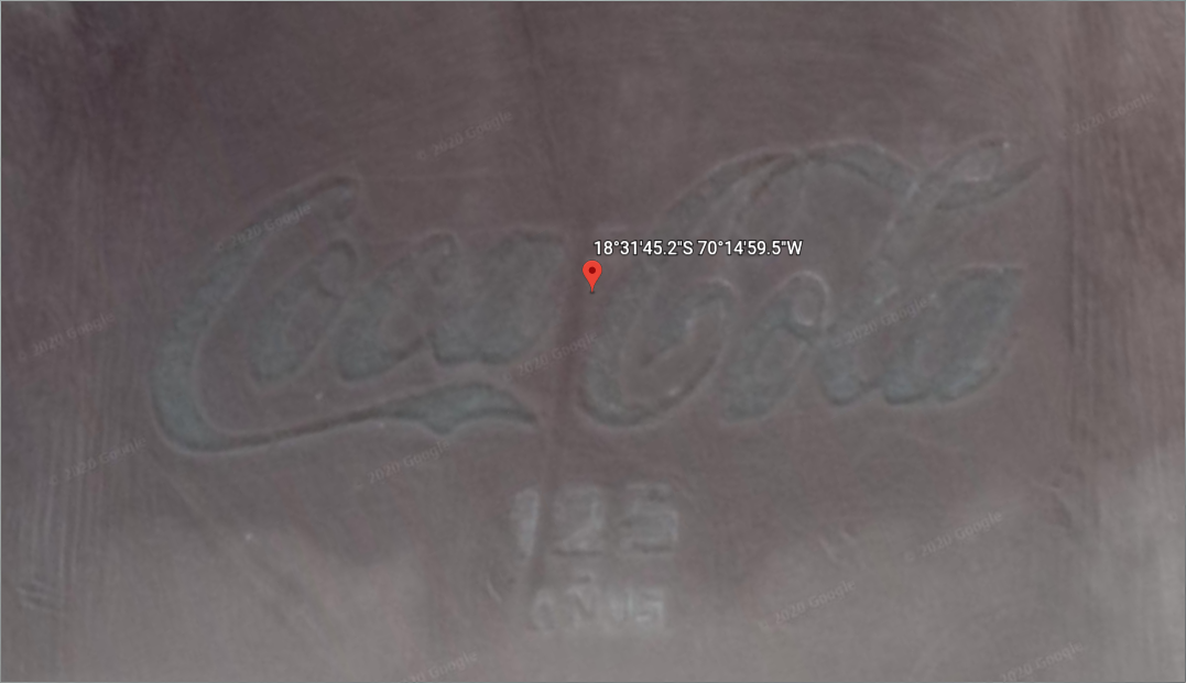 Screenshot of Google Earth featuring the Coca-Cola logo